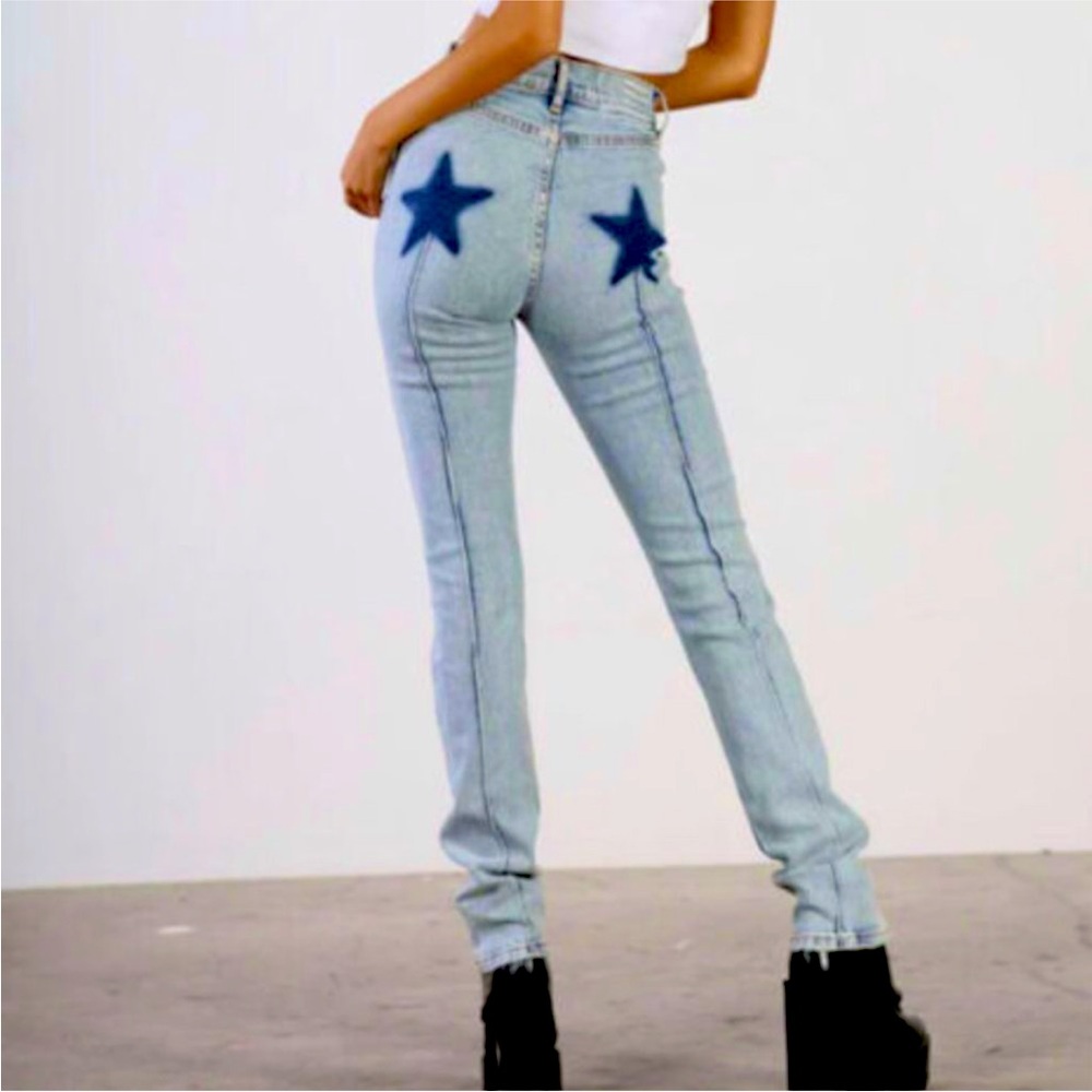 Stylish Women's Jeans with Blue Star Accents